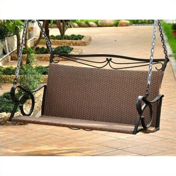 International Caravan Valencia Patio Loveseat Swing in Antique Brown