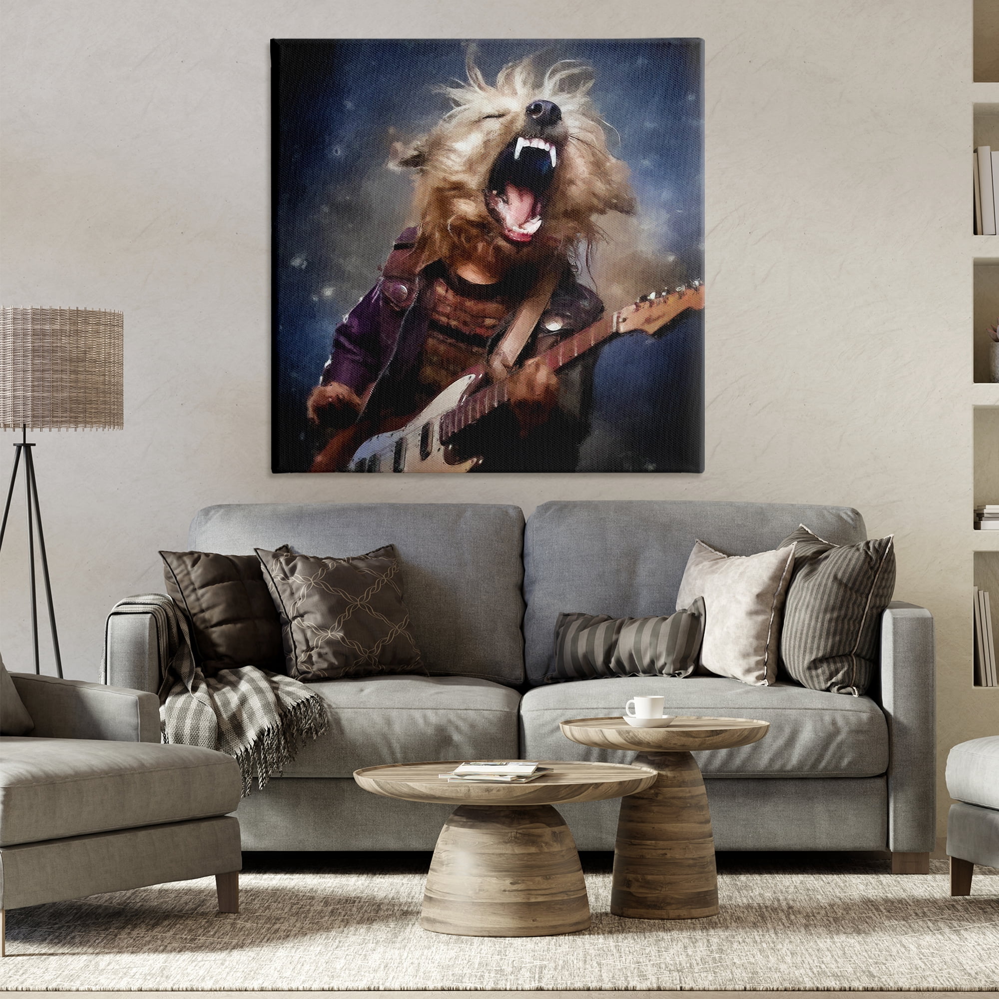 Stupell Industries Fun Musician Terrier Animals Painting Wrapped Canvas Art Print Wall Art, 36 x 36