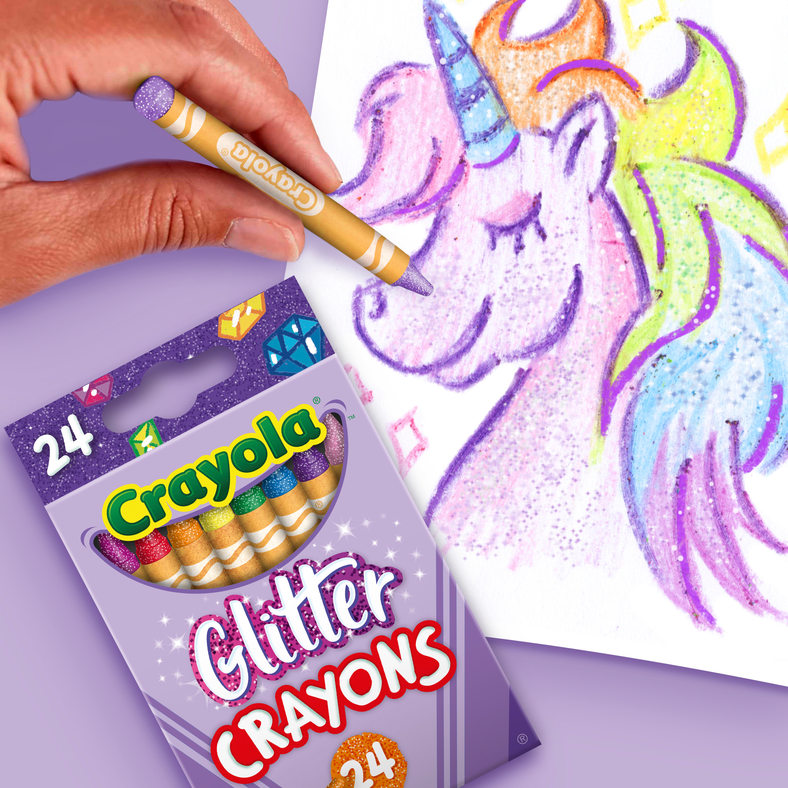 Crayola Glitter Crayons, Assorted Colors, Child, 24 Count - image 5 of 9