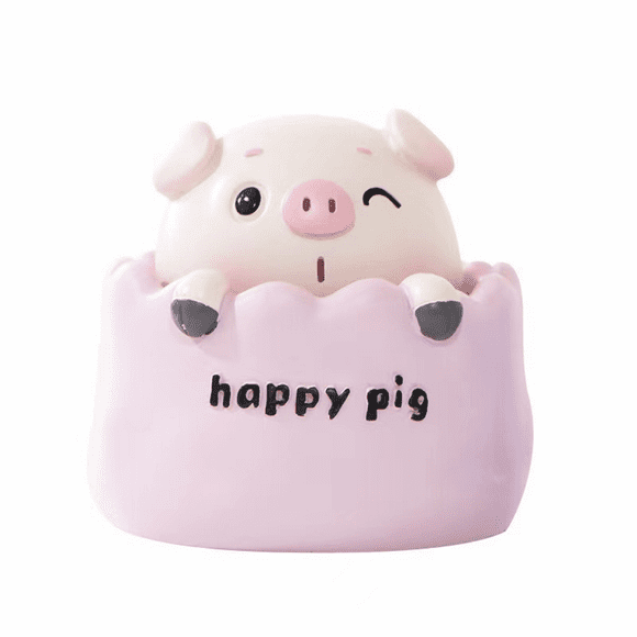 Pig Car Dashboard Decoration, Bobble Head Pig Ornament, Shaking Head Pig Toy, Resin Pig Figurines Auto Interior Decoration