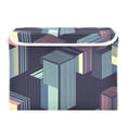 thumbnail image 7 of Yayeee Collapsible Storage Bin with Lid Fabric Closet Decorative Basket with Handles, Cube Stripes, 7 of 7