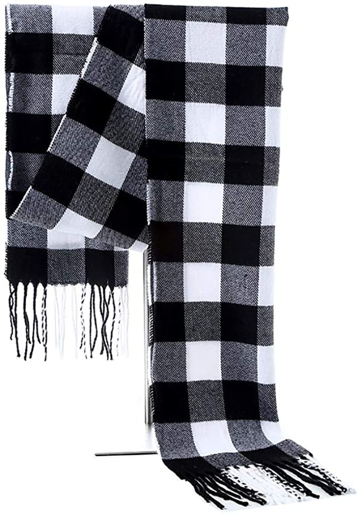 Winter Men's Plaid Scarves Classic Cashmere Feel Buffalo Check Scarf 