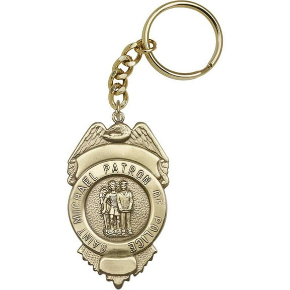 Antique Gold St. Michael the Archangel Keychain