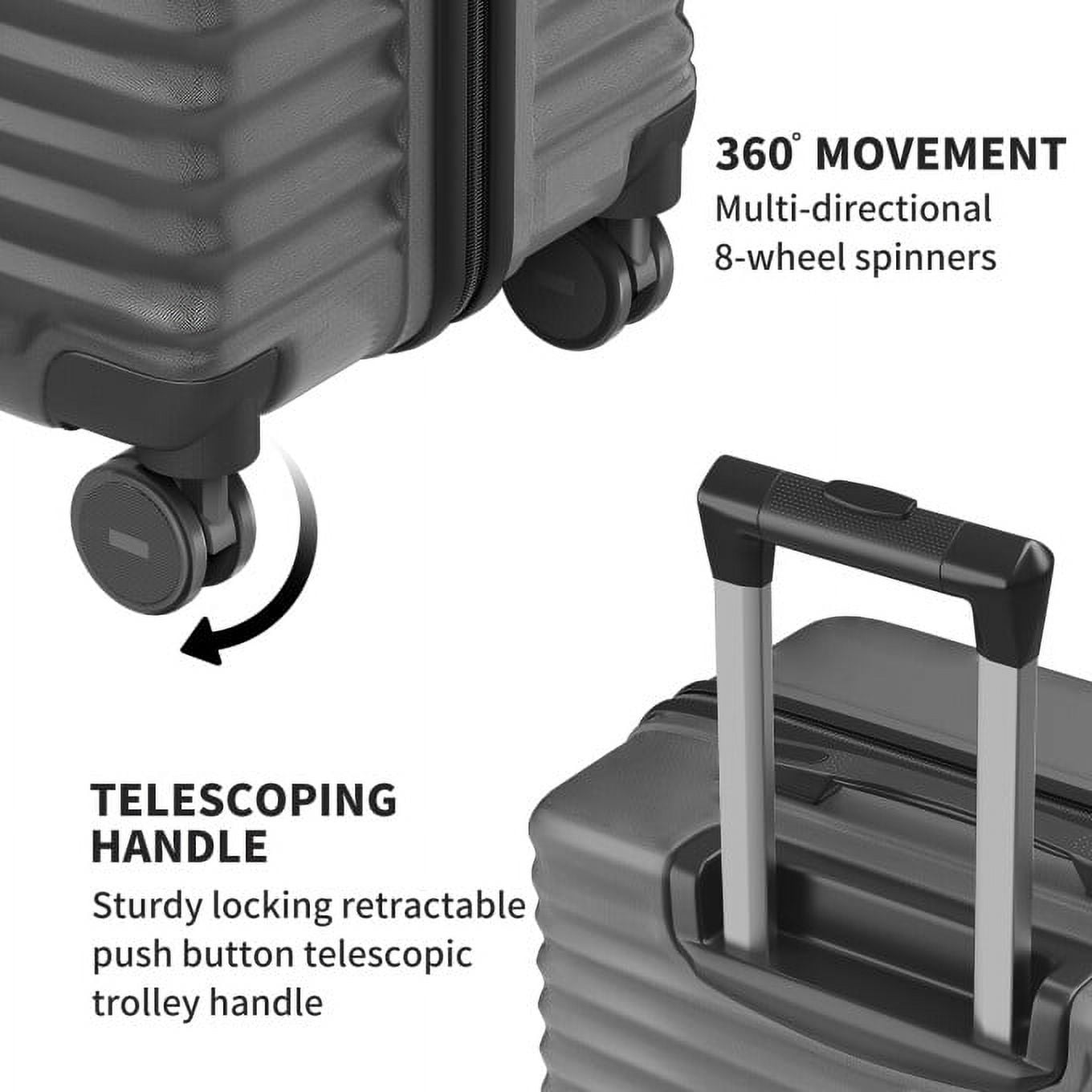 GIVIMO 3 Pcs Luggage Set Hard Shell Suitcase Set with Spinner Wheels, 20/24/28 inch,  Gray