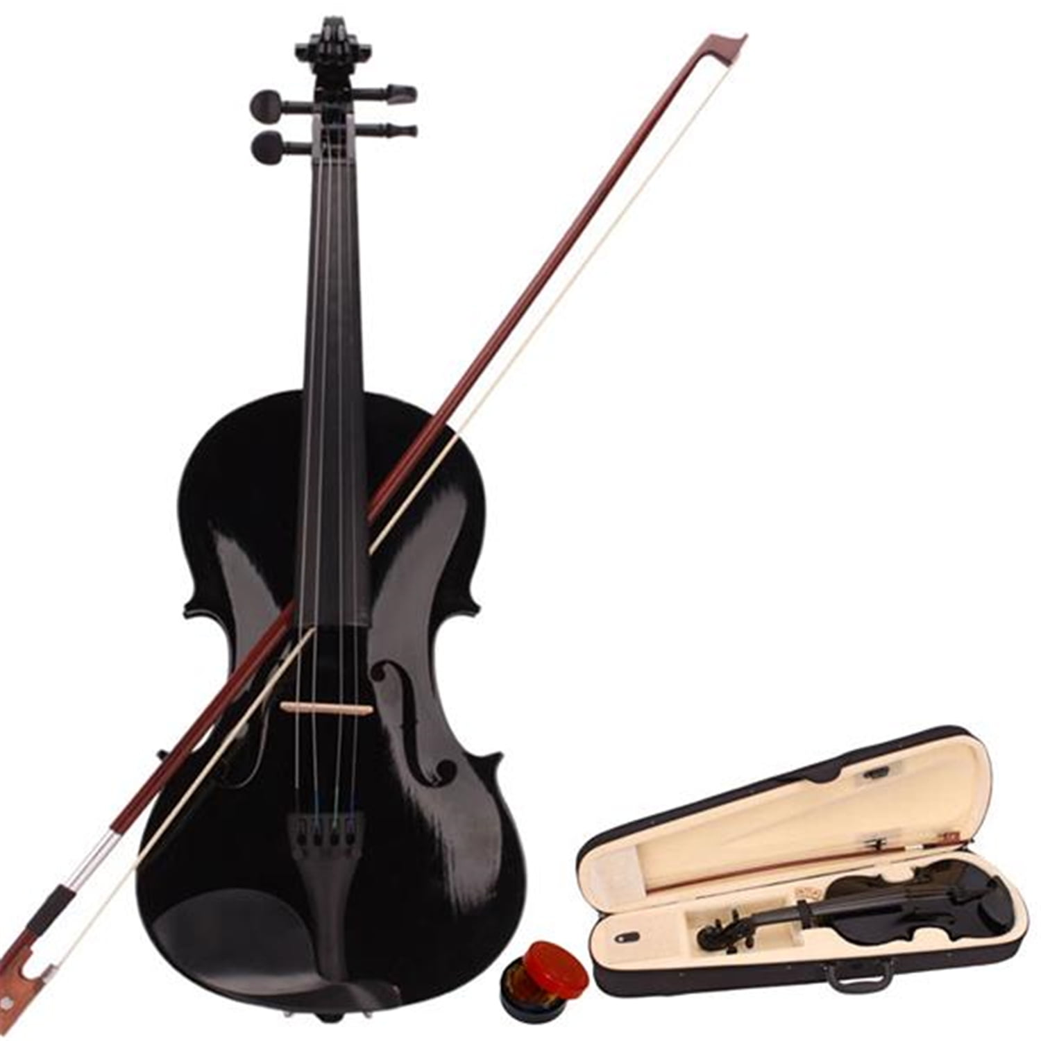 4/4 Acoustic Violin Kit (Box + Bow + Rosin)-Black - Walmart.com