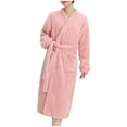 thumbnail image 2 of ZHUGeLI Robes for Women's double sided thick Robe with pocket Autumn/Winter flannel long sleeve solid color can be worn outside the home robe nightgown, 2 of 8