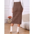 thumbnail image 5 of DARING DIVA Women's Ribbed Knit Elastic High Waist Sweater Midi Skirt Large Coffee, 5 of 6