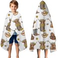 thumbnail image 3 of White Highland Cow Flower Barrel Pattern Hooded Bath Towel，50"x30" for Ages 3 To 12 Kids, Quick Dry Lightweight Soft Microfiber Hood Beach Towel Cover Up for Kids, 3 of 7