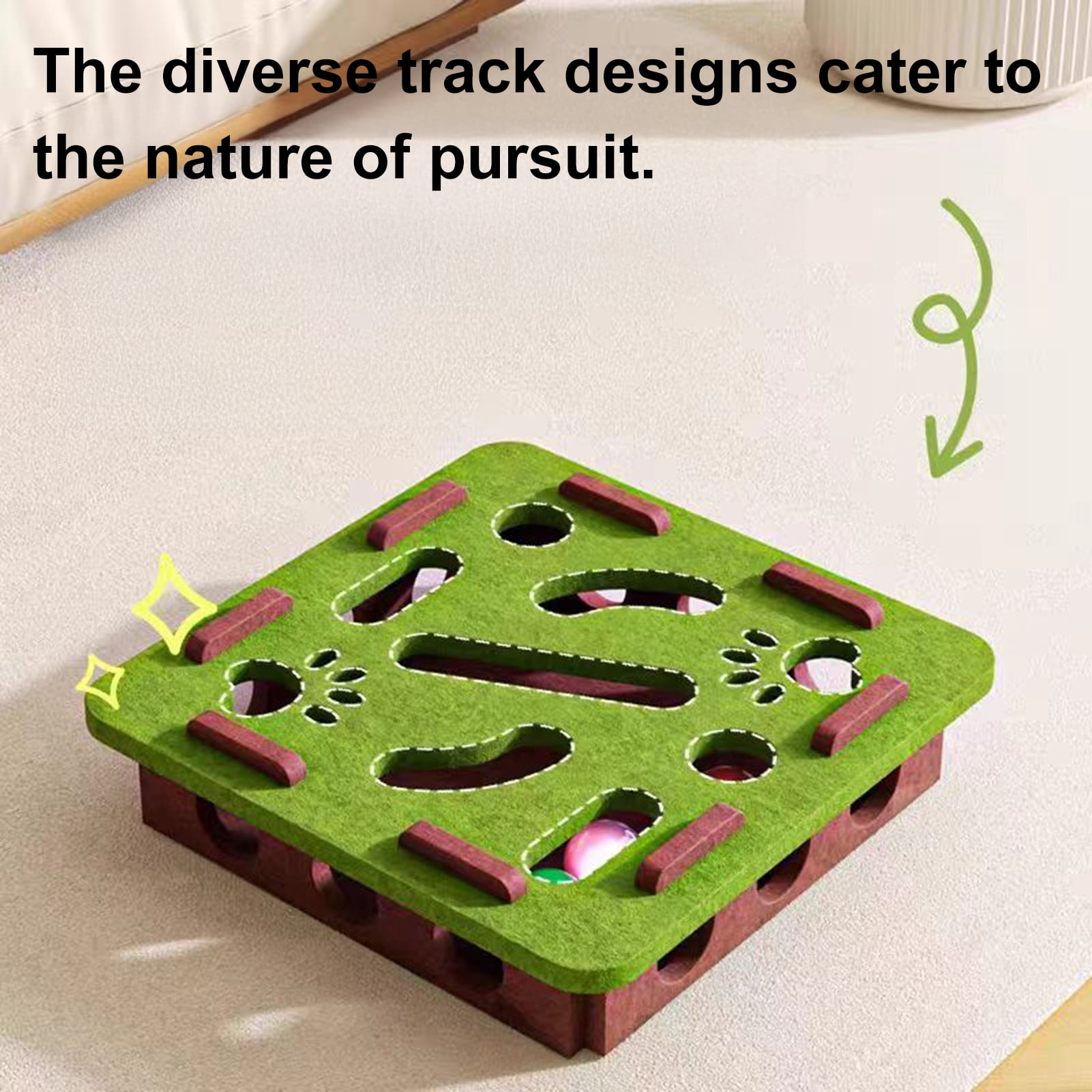 YIFAEUX Cat Scratch Enrichment Box Interactive Felt Scratch Toy Fun Maze Box Cat Puzzle Toy with Bell Balls for Indoor Cats Scratching Mental Stimulation