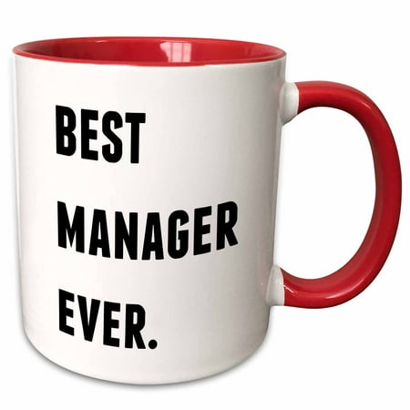 3dRose Best Manager Ever, Black Letters On A White Background - Two Tone Red Mug,