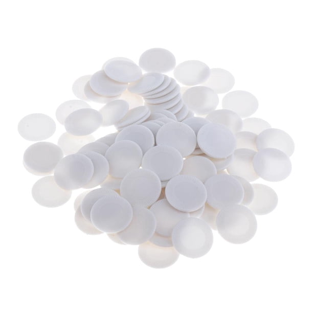 100 fichas de plástico de 2,3 cm para bingo, marcadores blancos para juegos de mesa de casino