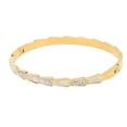 thumbnail image 3 of White Shell Crushed Rhinestone Bracelet Titanium Steel and Rhinestone Gold Bracelet for Adults and Teenagers Girls Gift, 3 of 14