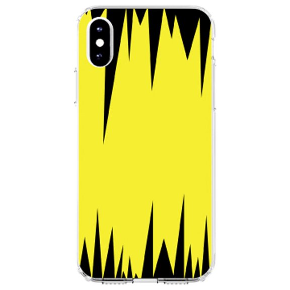 DistinctInk Clear Shockproof Hybrid Case for iPhone X / XS (5.8" Screen) - TPU Bumper, Acrylic Back, Tempered Glass Screen Protector - Yellow Black Spikes