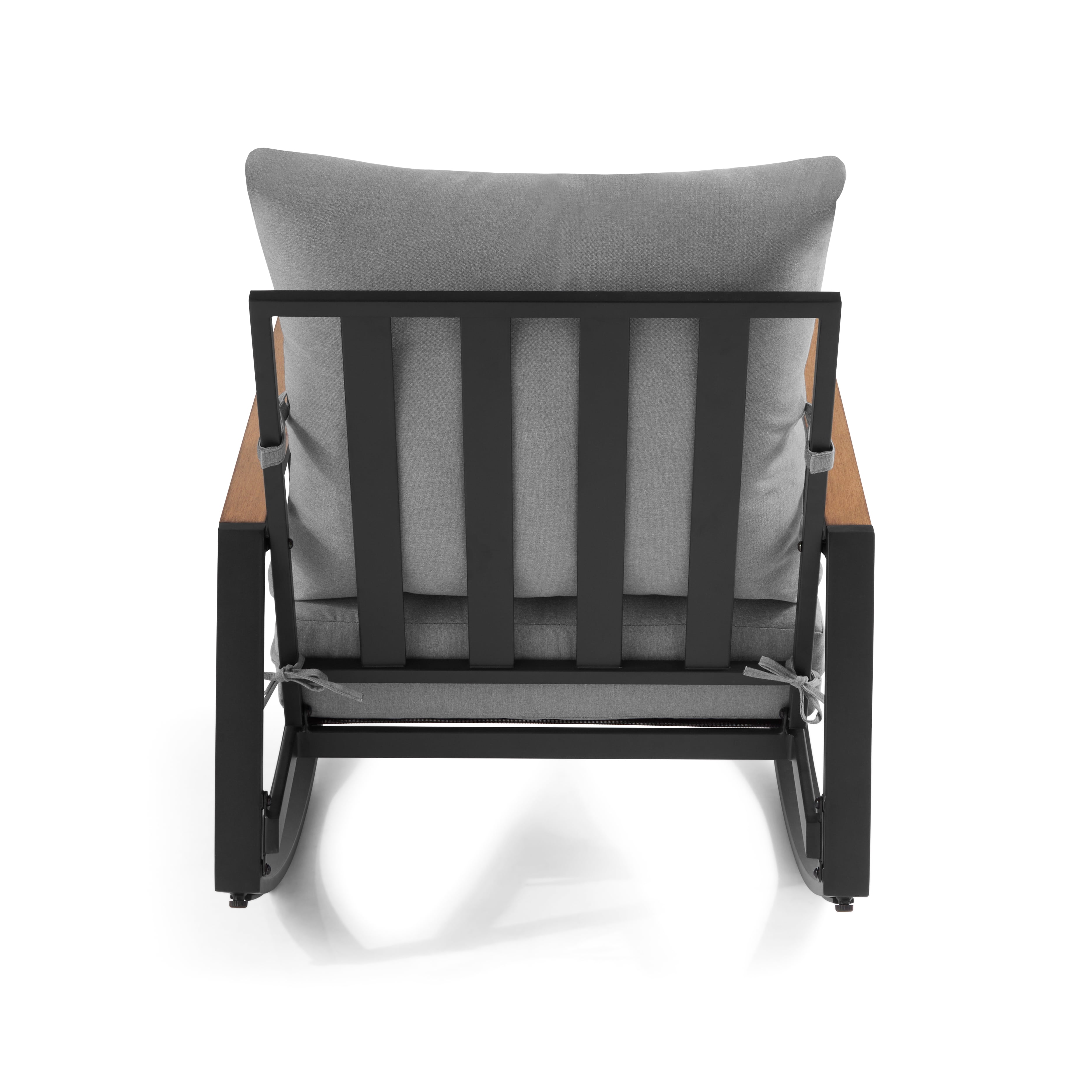 Better Homes & Gardens Marlow Outdoor 2pk Patio Rocking Chairs, Black Frame/Gray Cushion