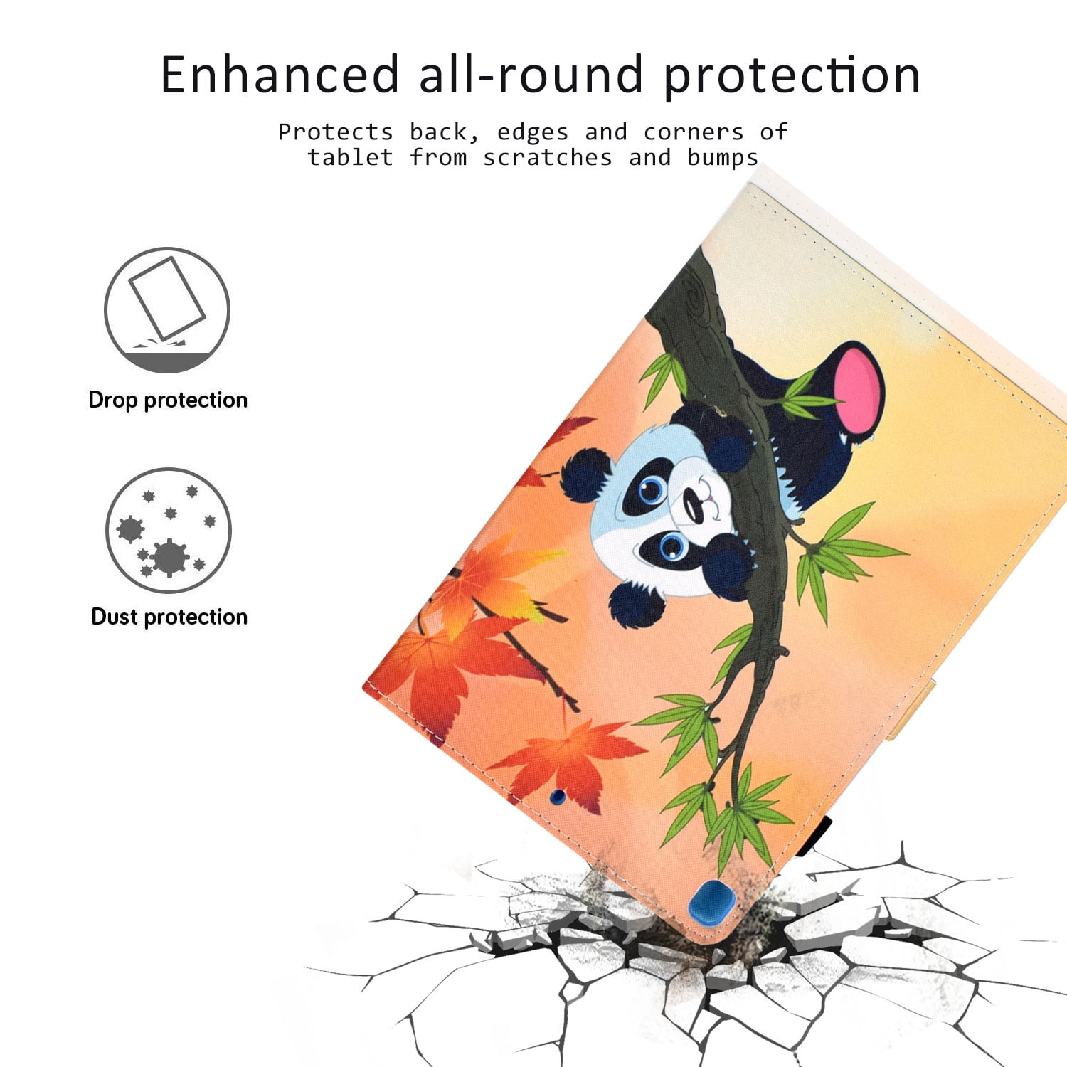 Allytech iPad 10.2" Case Cover with Pencil Holder, PU Leather Slim Shell Flip Multi Angle Stand Auto Sleep Wake Shockproof Full Protection TPU Back Cover for Apple iPad 10.2" 2019, Panda