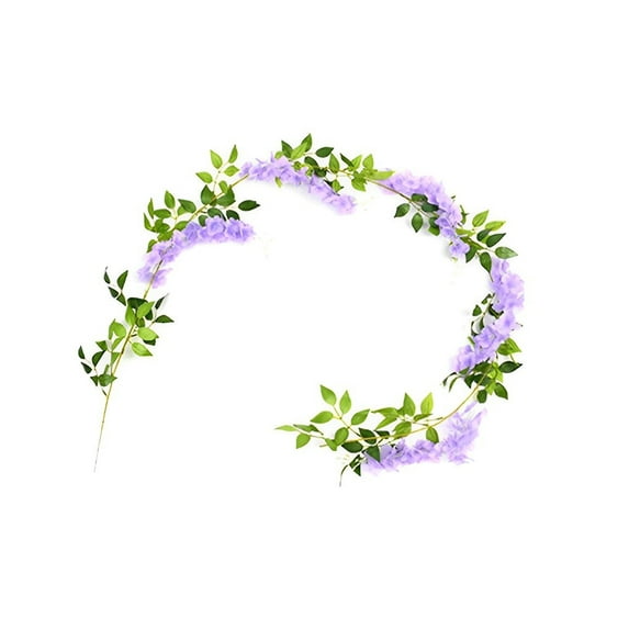 Artificial Flower Door Garland Fake Wreath Decal Household Accessories Fine Workmanship Compact Size Multipurpose Wedding Light Purple 1.8m