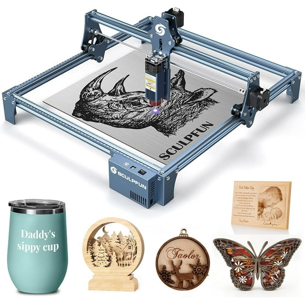 Grabador láser S9, cortador láser CNC de alta precisión de 90 W, corte profundo para madera de 0.591 in, máquina de corte ultrafina de 0.002 in, protección ocular de enfoque fijo SCULPFUN S9