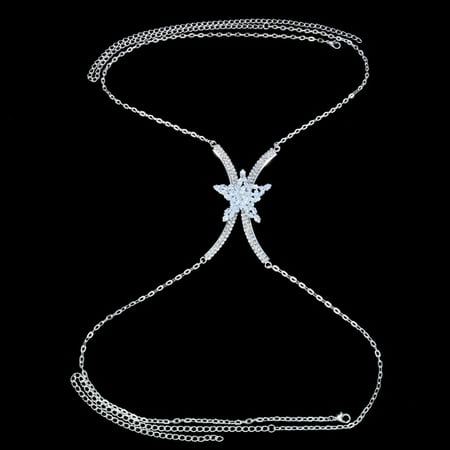 MATROOY Stars Jewelry Chest Bra Chain Women Sexy Body Decoration Lingerie Nipple-A-Silver