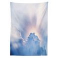 thumbnail image 2 of Sun Outdoor Tablecloth, Sunbeam Behind Fluffy Clouds Sky Sunrise View Inspiratonal Spiritual Nature Photo, Decorative Washable Fabric Picnic Table Cloth, 58 X 84 Inches,Pale Blue White, by Ambesonne, 2 of 2