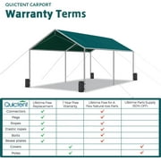 Quictent 10X20ft Upgraded Heavy Duty Car Canopy Galvanized Frame Carport Outdoor Boat Shelter with 3 Reinforced Steel Cables-Green
