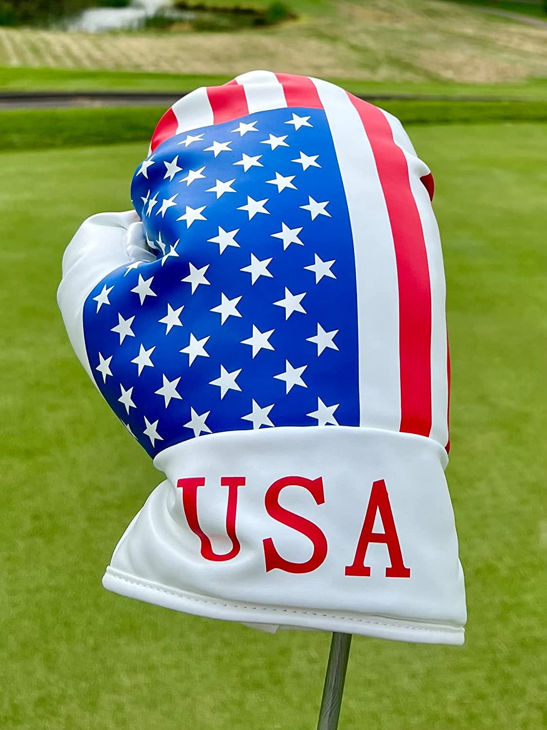 USA Boxing Glove Golf Head Cover - Fits 460cc Driver - Patriotic Red White & Blue American Flag Golf Club Headcover
