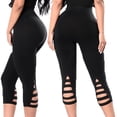 thumbnail image 3 of High Waisted Hollow Out Capri Leggings for Women Soft Slim Tummy Control Cropped Pants for Running Cycling Yoga Workout, 3 of 6