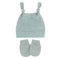 thumbnail image 1 of Gorros de algodón para bebé recién nacido, conjunto de sombrero y mitones de Hospital, guantes elásticos de Color caramelo sólido, gorro cálido para niño de 0 a 1 años, 1 of 4
