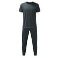 thumbnail image 4 of Ensemble 2 Pcs Haut à Manches Courtes Col Rond+pantalon Long pour Hommes Été Mode, 4 of 9