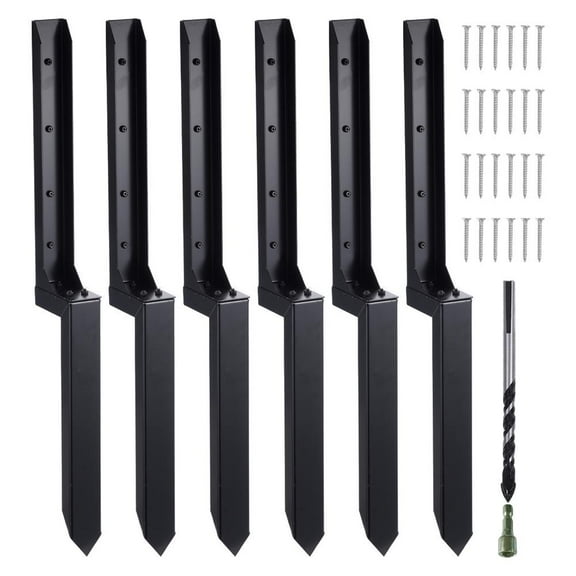 Fence Post Anchors Ground Spike,Heavy Duty Steel H-Shaped Fence Post Anchors, 32 Inch Long Multifunctional Fence Post Stakes, Repair Kit with Drill Head for Repairing Fence Posts