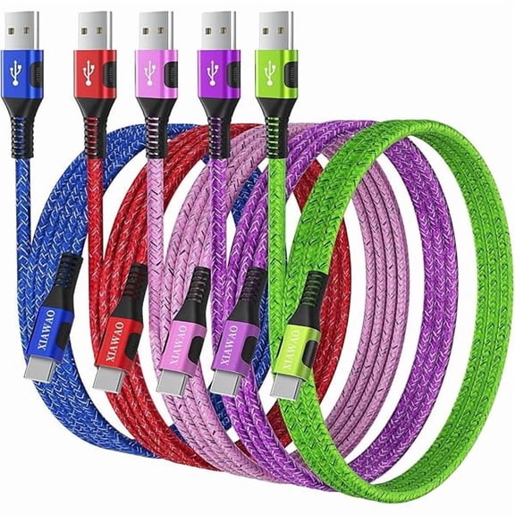 Quyaojz USB to USB C Cable Fast Charging, (5Pack, 3/3/6/6/10FT) C Charger Cord for Samsung Galaxy S25 S24 S23 S22 S21 S20 A17 A16 A15, iPhone 17 16 15