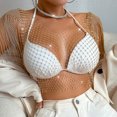 thumbnail image 4 of Rhinestone Mesh Body Chains for Women Sexy See Through Fishnet Hollow Tassels Crop Top Swimwear Bikini Party Clubwear, 4 of 7