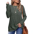 thumbnail image 2 of Suéter de mujer, cuello redondo casual, camisa de manga larga, tops livianos, 2 of 4