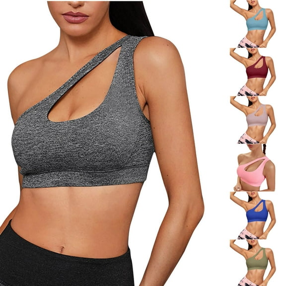 Darzheoy Sports Bras for Women One-shoulder Sports Bra Fitness Yoga Quick-drying Shock-proof Vest Jogging Sports Bra L