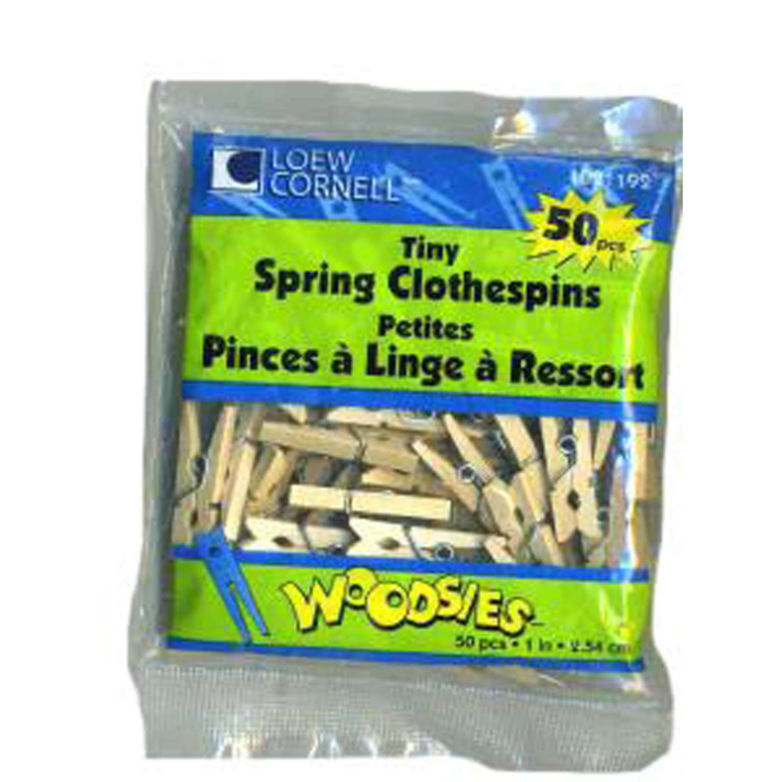 Tiny Spring Clothes Pins, Wood, Natural, 50 Ct