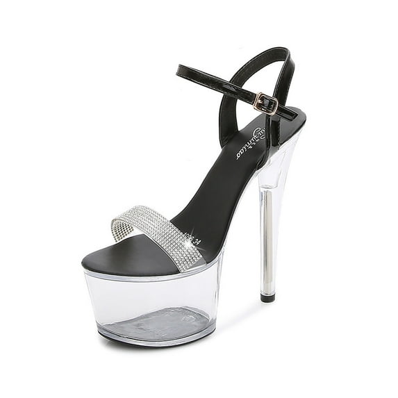 181 Series 16.5cm Heel 6.5cm Platform Large Size 43 Women Shoes Sandals Catwalk Transparent Crystal Shoes Wedding LFD