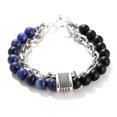 thumbnail image 5 of Pulsera de cuentas de piedra de ojo de tigre YONGSHENG para hombre cadena de eslabones negros de aleación, 5 of 5