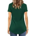 thumbnail image 4 of QENGING Womens Tops Plus Size Trendy Graphic Tees Casual Short Sleeve Flared Sleeves V-Neck Solid Loose T-Shirt Pullover Olive Green L Summer, 4 of 7