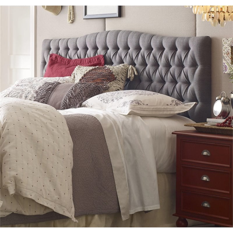Elle Decor Queen Tufted Panel Headboard in Gray