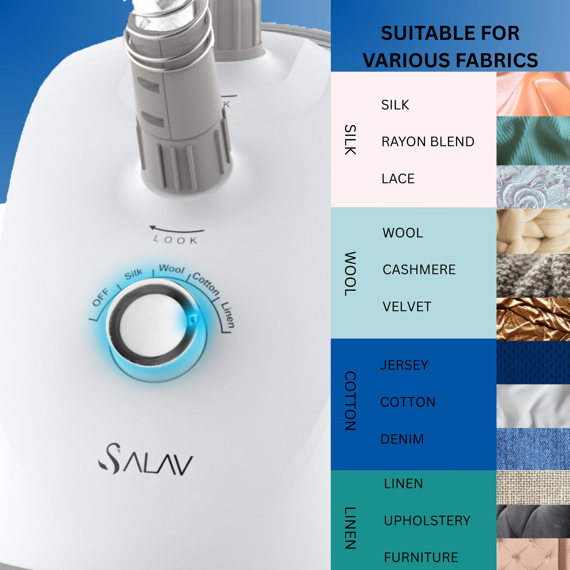 Restored SALAV Garment Steamer With 4 Steam Settings And Stainless Steel Nozzle (Refurbished)