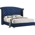 thumbnail image 3 of JERFIT 5-Piece Queen Upholstered Bedroom Set in Pacific Blue Velvet with Wingback Headboard, Dresser, Mirror, Chest & Nightstand, 3 of 9