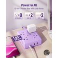 thumbnail image 3 of Power Strip SUPERDANNY, enchufe plano de 10 pies, 8 enchufes, 4 USB, morado, 3 of 8