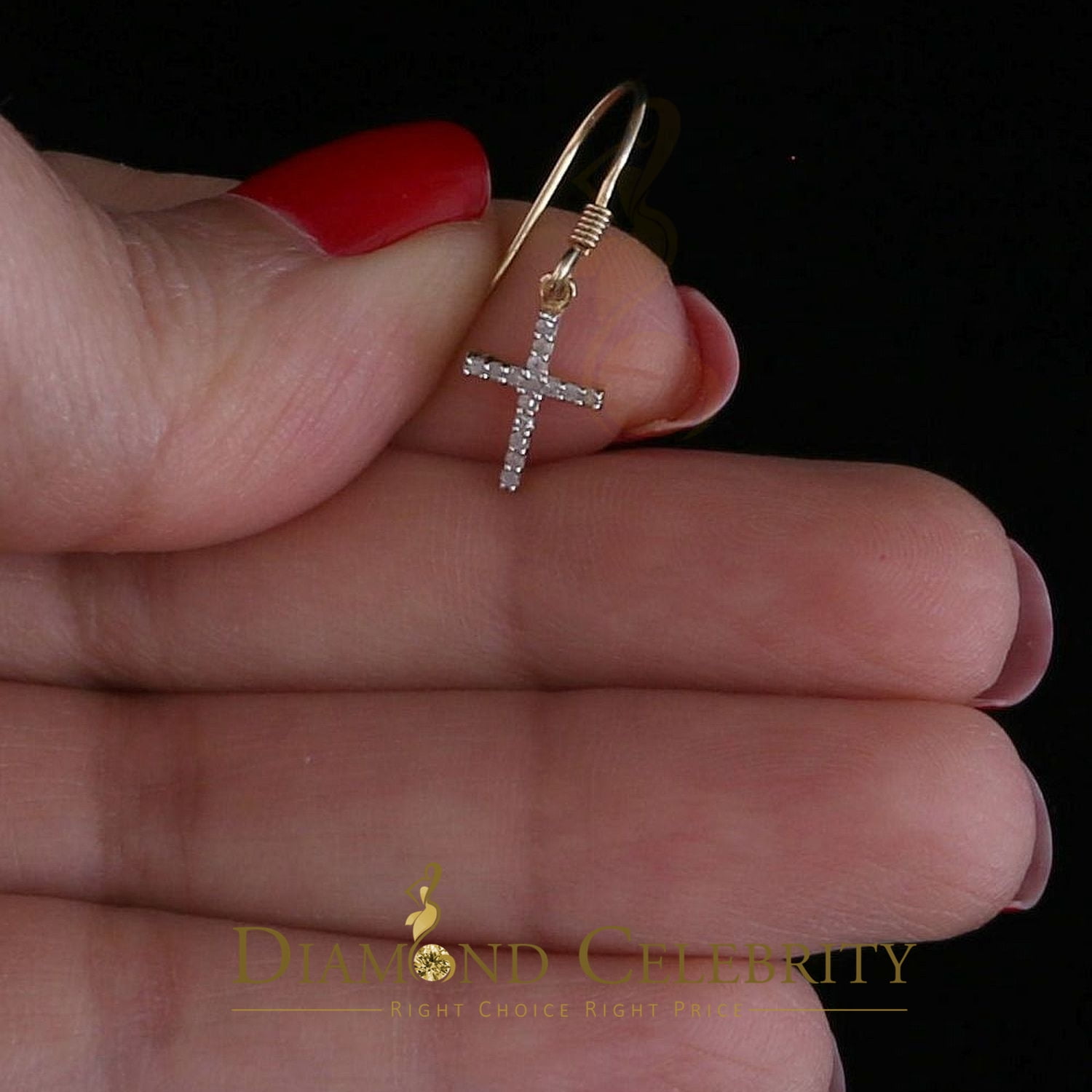 Diamond Celebrity's 0.15ct Diamond 925 Sterling Silver Yellow Dangling Stud Earring For Men / Women