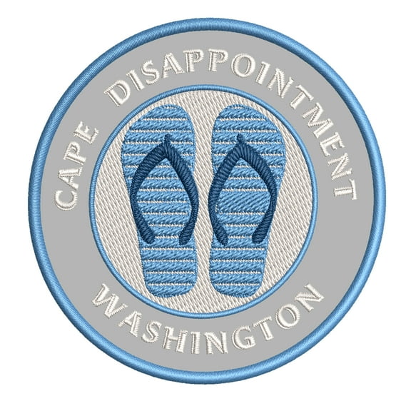 Cape Disappointment, Washington 3.5 Inch Iron Or Sew On Embroidered Fabric Badge Patch Ocean Beach, Salt Life Iconic Series