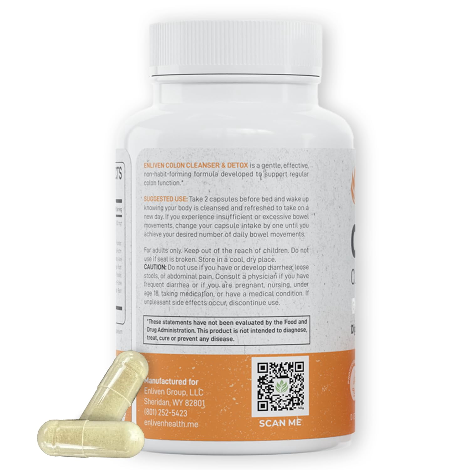 Enliven Gentle Colon Cleanse | Detox & Weight Loss Support | Gut Health | 60 Capsules