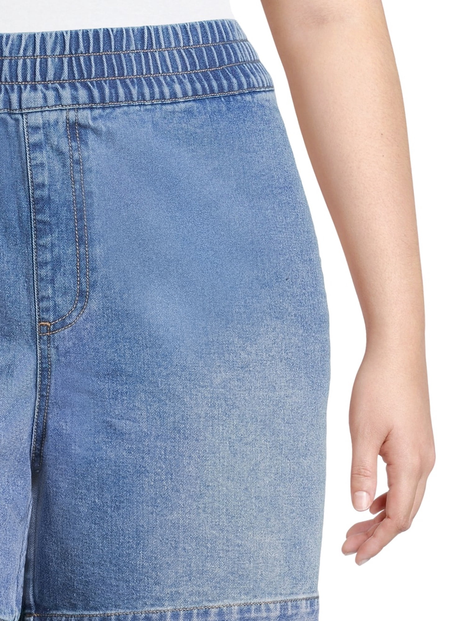 Terra & Sky Women's Plus Size Slouchy Pull-On Denim Shorts