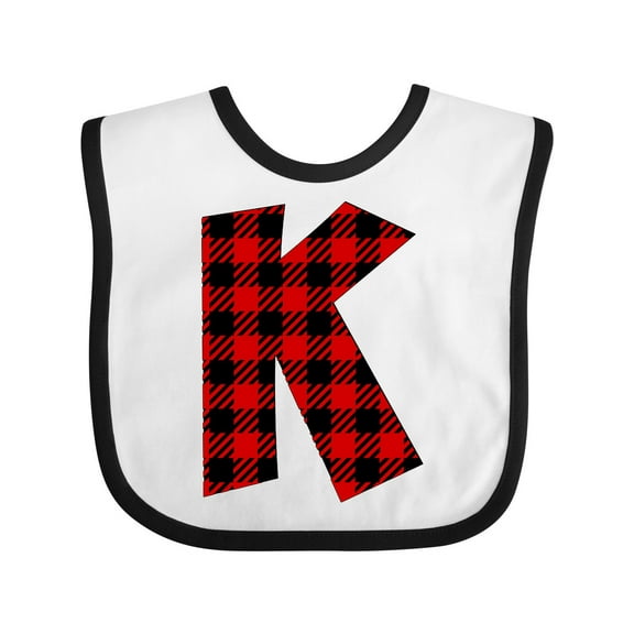 Inktastic Red Buffalo Plaid Initial K Boys or Girls Baby Bib