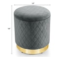 thumbnail image 2 of Gymax Round Upholstered Storage Ottoman, Grey, 2 of 10
