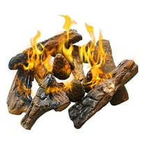 10pcs Ceramic Wood Logs, Small Gas Fireplace Logs for All Types of Indoor, Gas Inserts, Ventless & Vent Free, Ethanol, Electric, Propane or Outdoor Fireplaces & , Fireplace Accessories