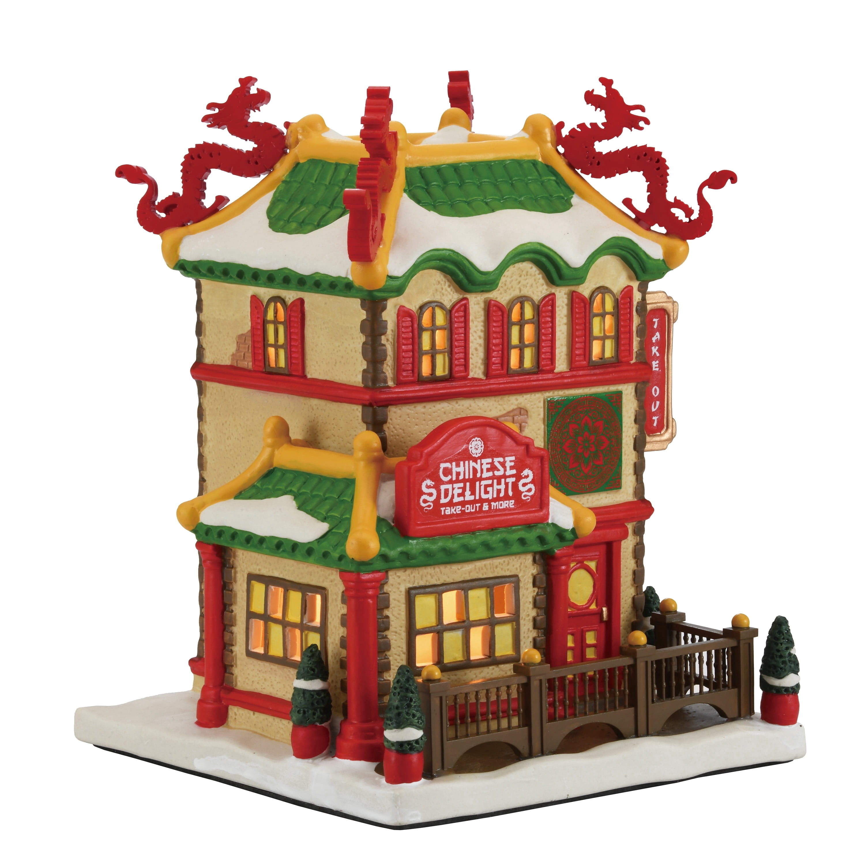 Light-Up Porcelain Chinese Restaurant Christmas Village Building, Multicolor, 7.88", by Holiday Time