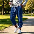thumbnail image 2 of Men's Sweatpants with Zipper Pockets Tapered Joggers for Men Athletic Pants for Workout, Jogging, Running Blue XXL, 2 of 8